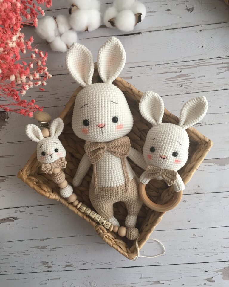 Cute Crochet Chenille Bunny Amigurumi Free Pattern – Amigurumi